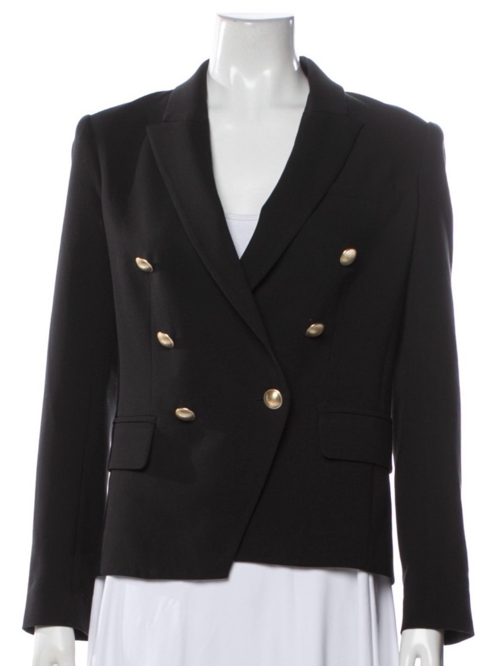 L’AGENCE Kenzie Double Breasted Blazer Black Women’s 2 Peak Lapel Jacket‎